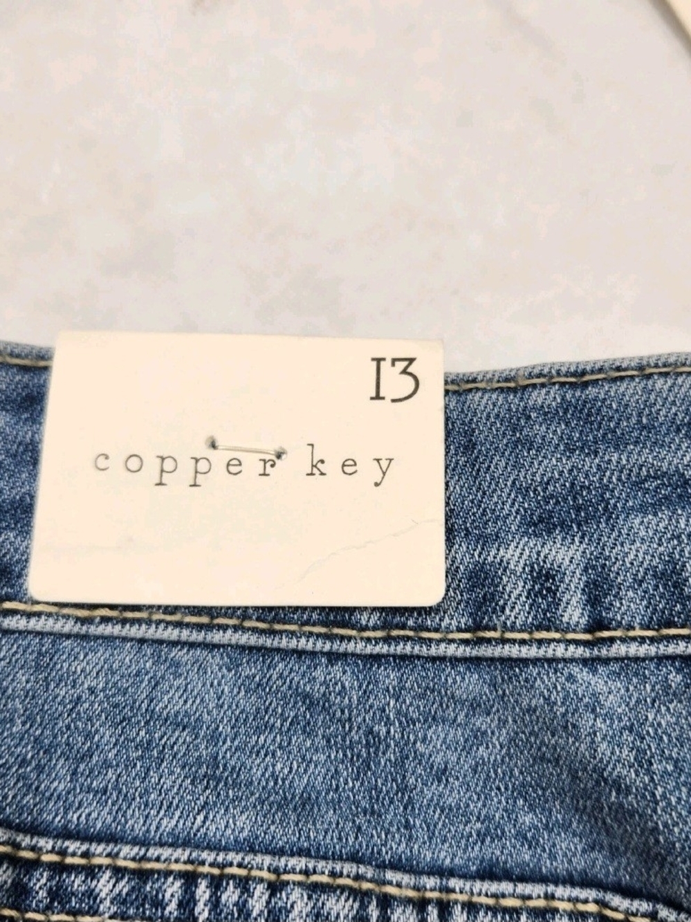 Copper Key Juniors size 13 cuffed blue Stretch jean shorts NWT 0 3 - Picture 3 of 9